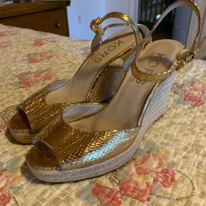 Michael Kors gold espadrille wedges
